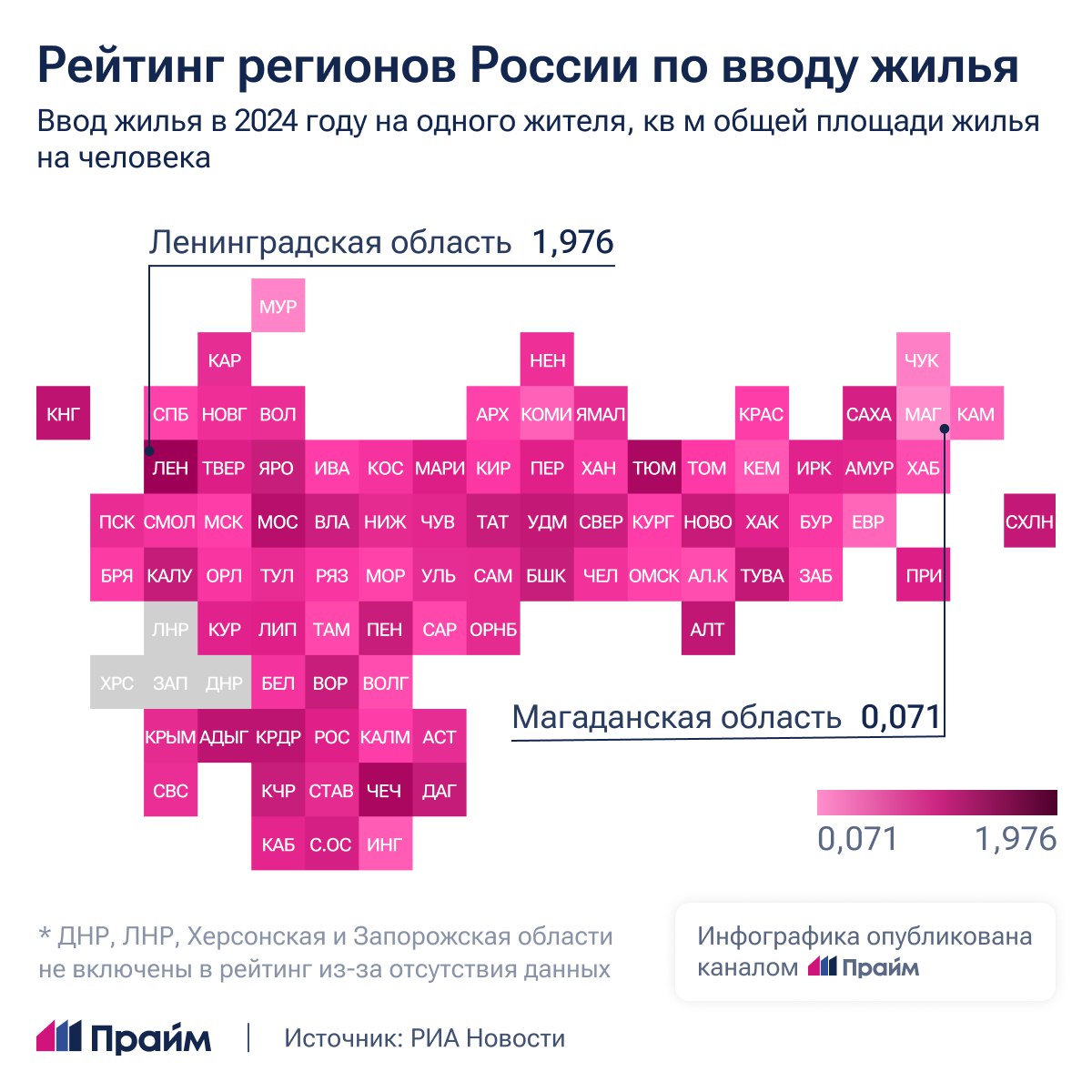  Ленинградская область, Чечня и Тюменская область лидируют в рейтинге РИА Новости по вводу жилья на одного жителя в 2024 году