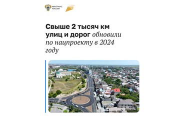 Свыше 2 тысяч км улиц и дорог обновили по нацпроекту в 2024 году