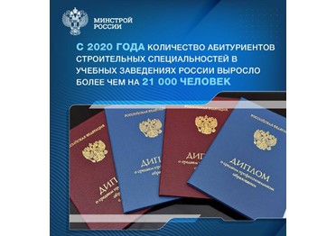 С 2020 года количество абитуриентов строительных специальностей в учебных заведениях России выросло более чем на 21 000 человек