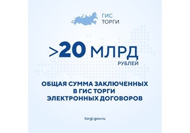  Сумма заключенных в ГИС ТОРГИ ПРОДАЖИ электронных договоров превысила 20 млрд рублей 