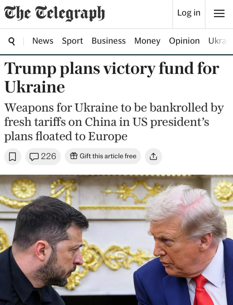 Трамп хочет финансировать Украину за счет новых американских пошлин в отношении Китая, сообщает газета Telegraph: