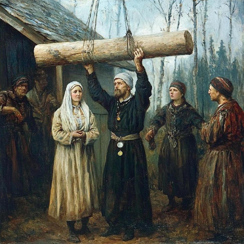 Крыша на сруб ложилась с молитвой. 