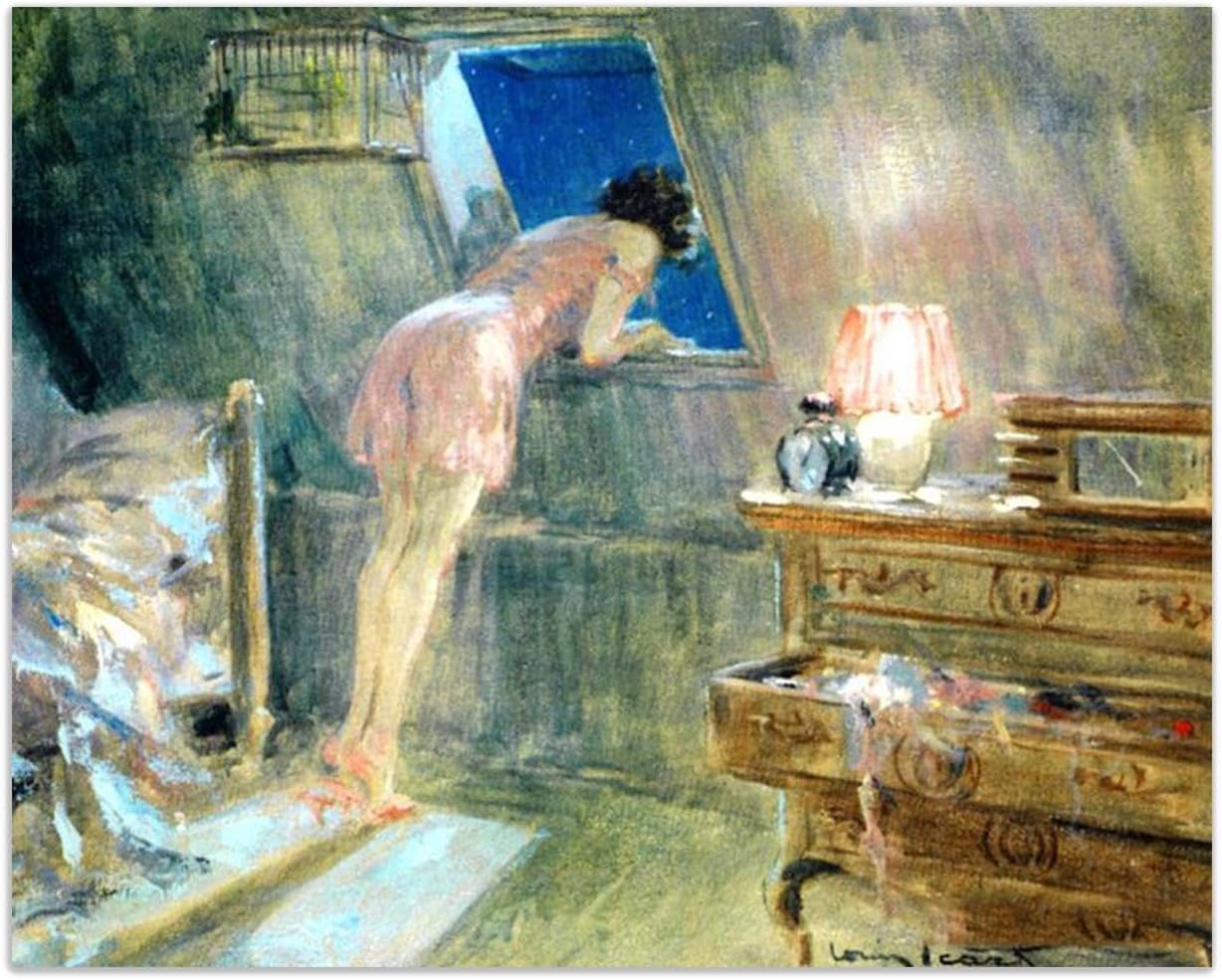 «Мансардная комната», цветной оффорт Луи Икара, Франция 